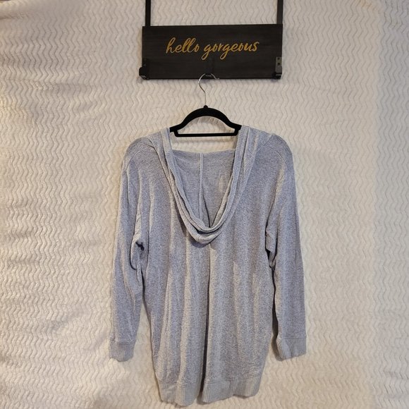 SUNDAY GREY LONG SLEEVE KNIT HOODIE SIZE L - Picture 2 of 9